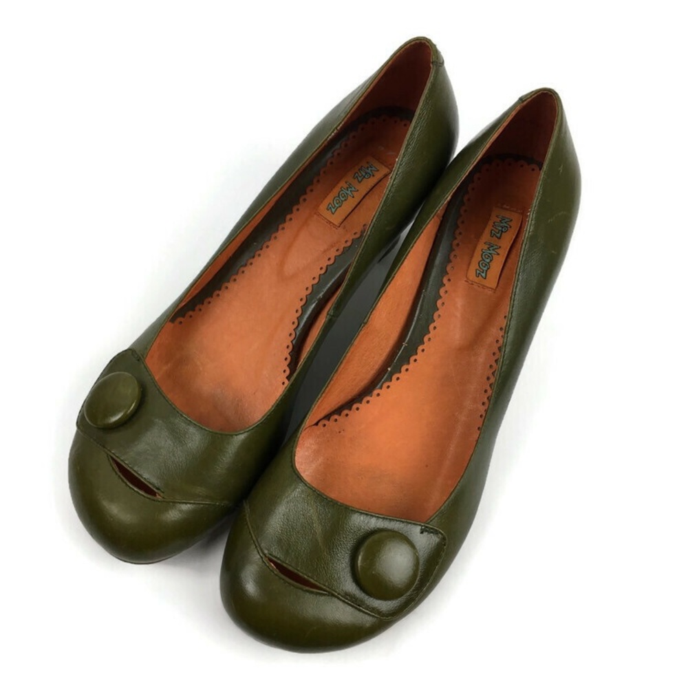 Miz Mooz Tarin Leather Round Toe Heels in Green